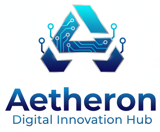 Create a unique logo, white background for AetheronDigitalInnovationHub
